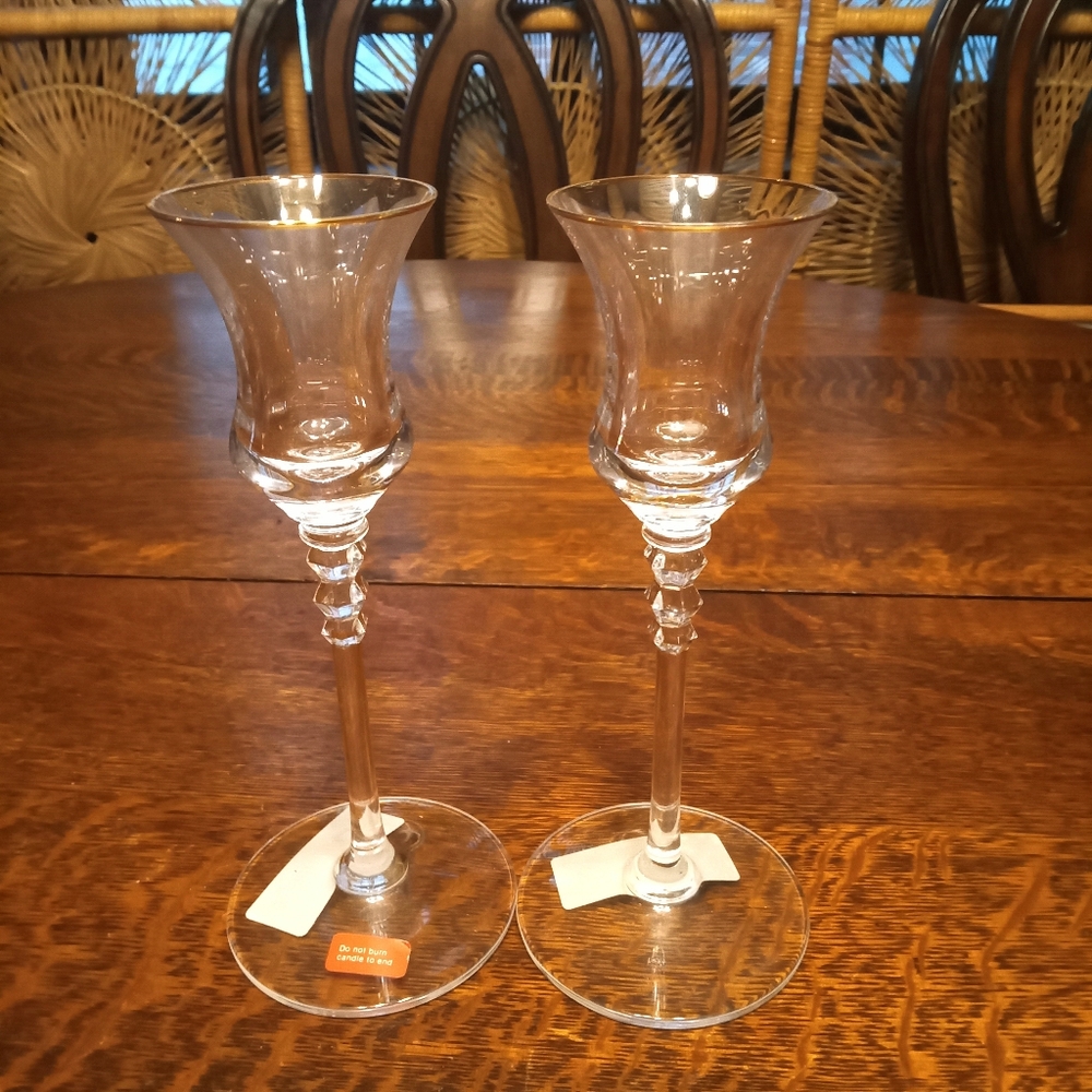 Mikasa Sonata Gold Trim Candle Holders NWT